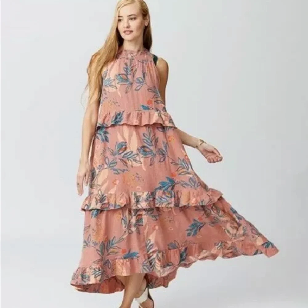 Free People Coral Anita Floral Summer Maxi - Picture 6 of 9